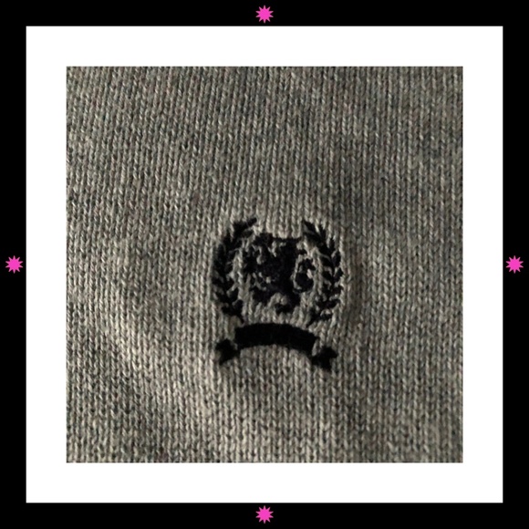 MEN'S GRAY SWEATER WITH NAVY BLUE THIN STRIPES BY TOMMY HILFIGER LARGE - Picture 4 of 9